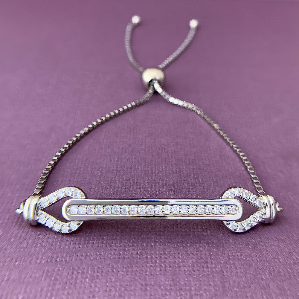 All That Glitters CZ Silver Bar Adjustable Bracelet