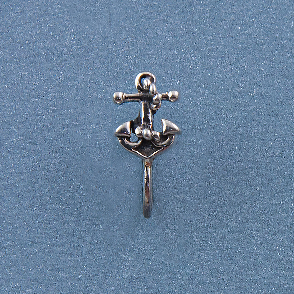 Anchor Clip-on Silver Nose Pin