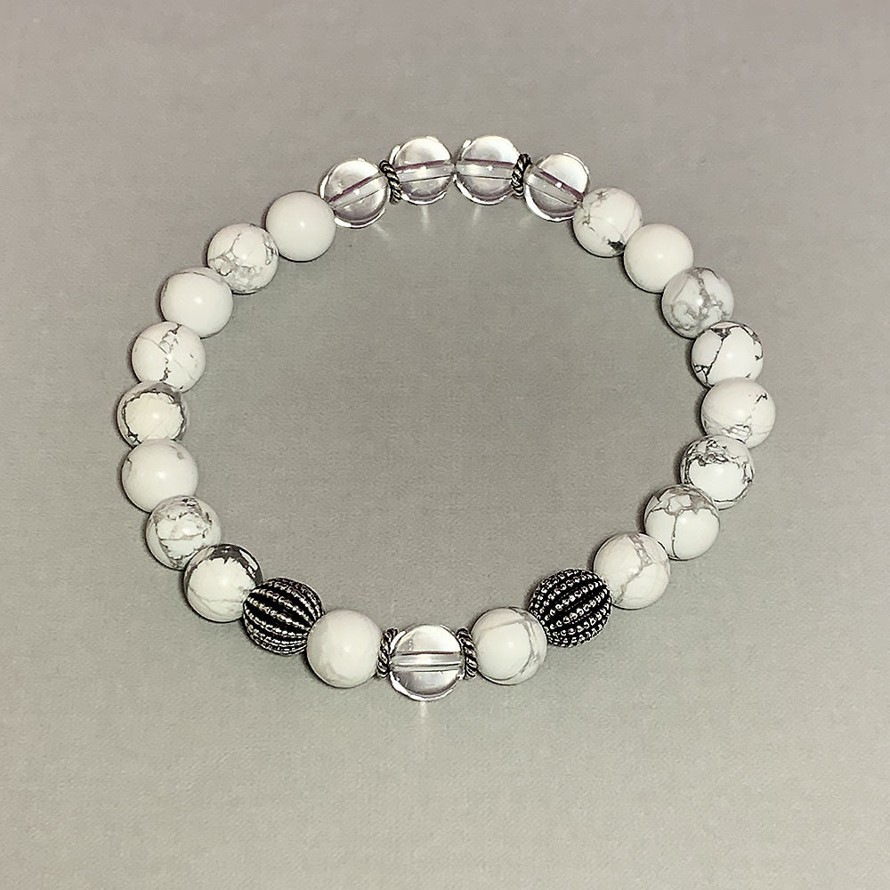 April Birthstone Healing Bracelet in Crystal Quartz and Howlite