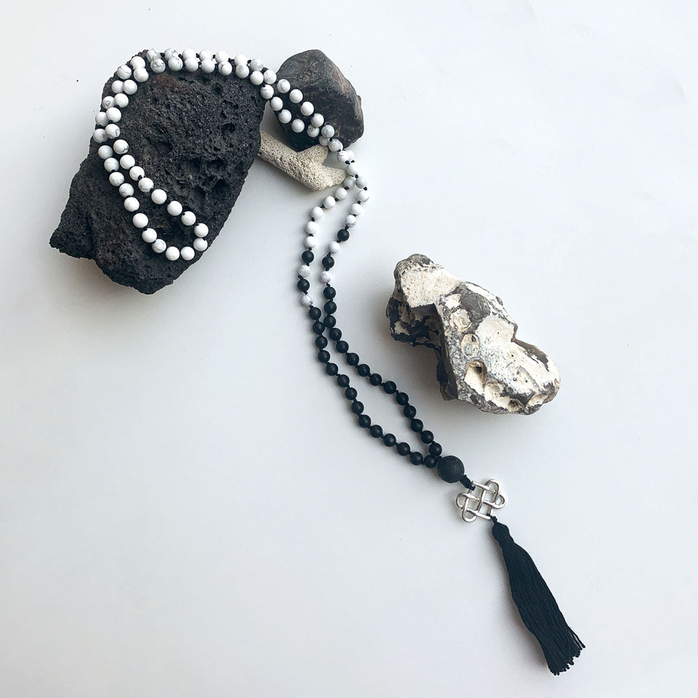 Balance & Stability Semi-Precious 108 Bead Japa Mala with Silver Eternal Connection