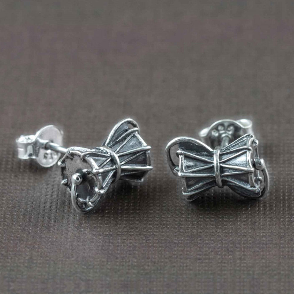 Damru Silver Stud Earrings