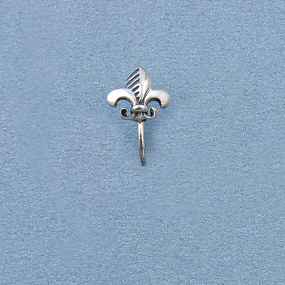 Fleur De Lis Clip-on Silver Nose Pin