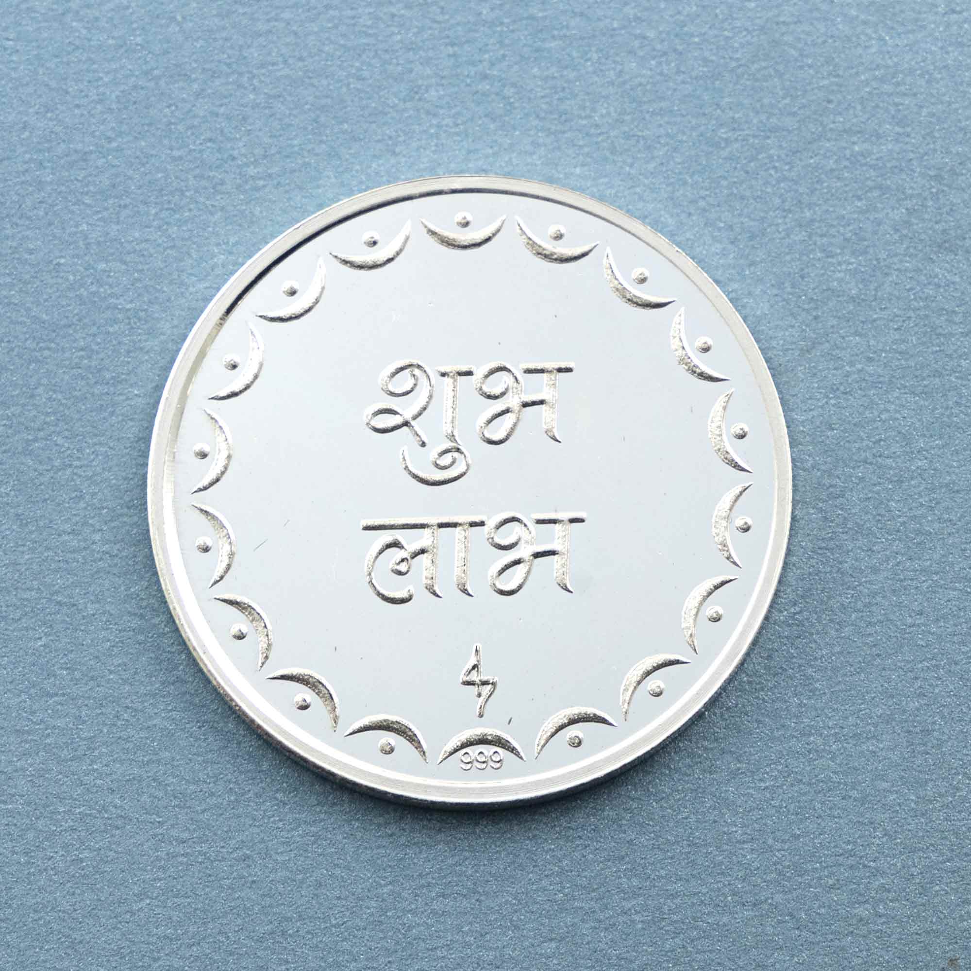 Ganesh Lakshmi शुभ लाभ Shubh Labh Pure 999 Silver Coin-10 Gram