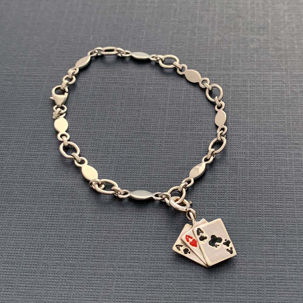 Teen Patti Silver Charm on Silver Simply Charming Charmholder Bracelet