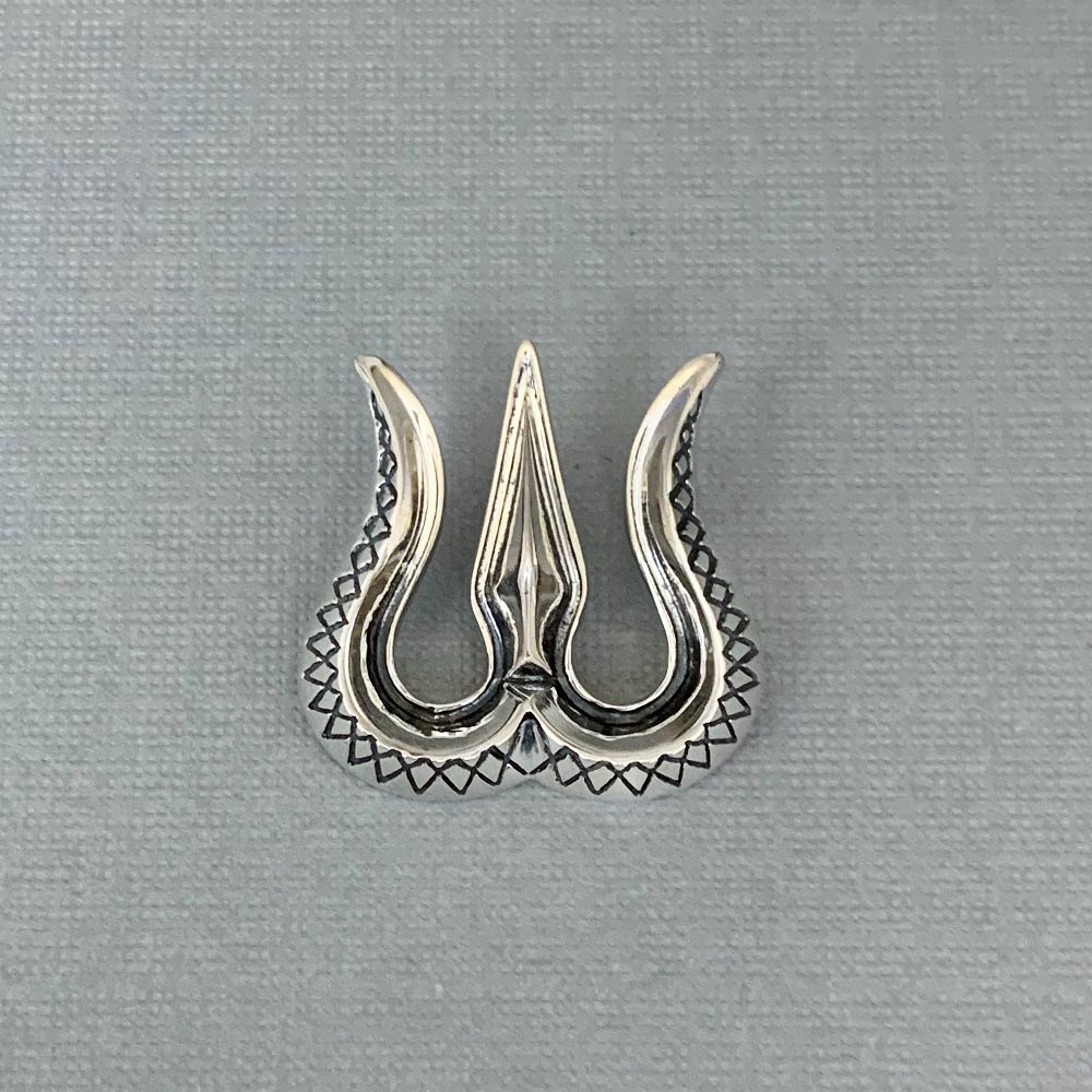 Trishul Textured Silver Pendant