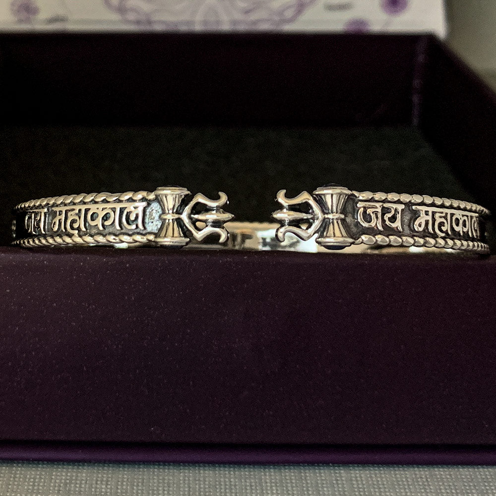 Jai Mahakal Silver Kada Bangle