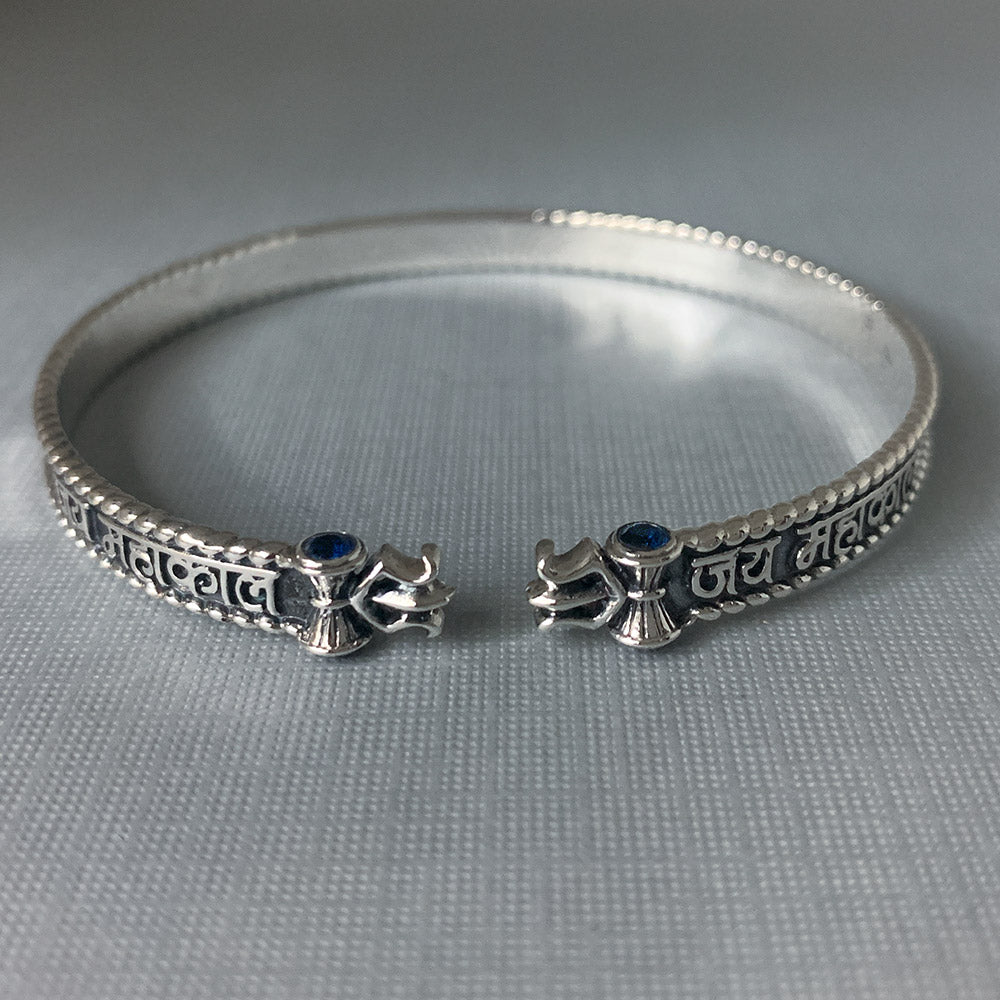 Jai Mahakal Silver Kada Bangle