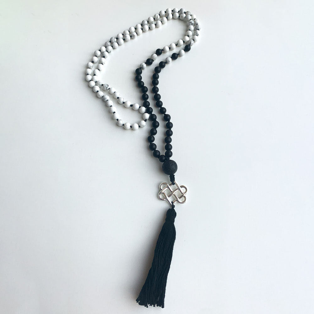 Balance & Stability Semi-Precious 108 Bead Japa Mala with Silver Eternal Connection
