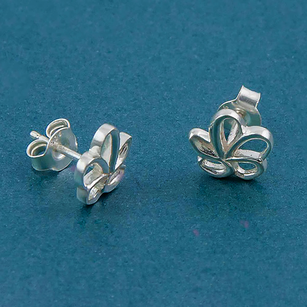 Les Fleurs Plumeria Stud Silver Earrings