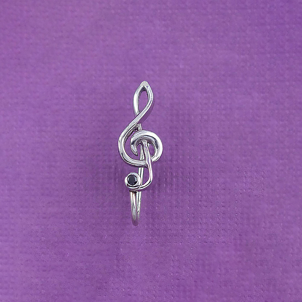 Musical Clef Clip-on Silver Nose Pin