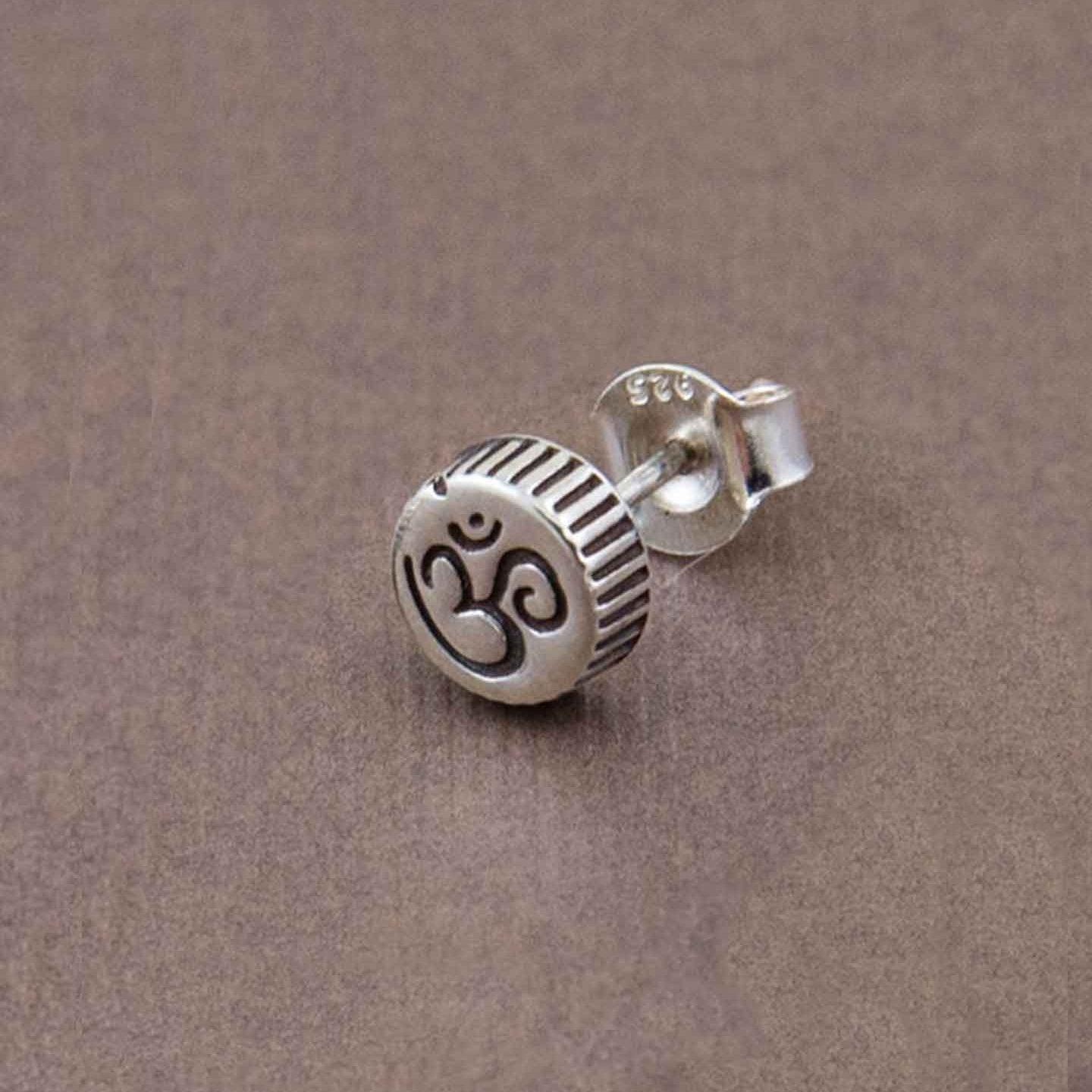 Om Silver Ear Stud