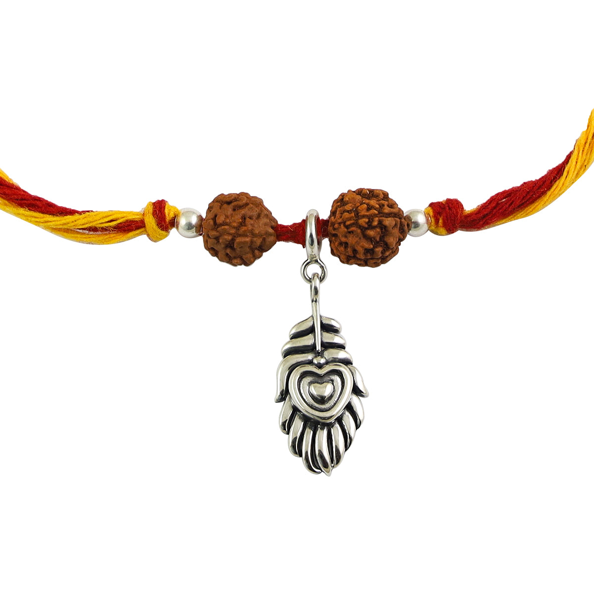 Mor Pankh Silver Charm Moli Rakhi Bracelet