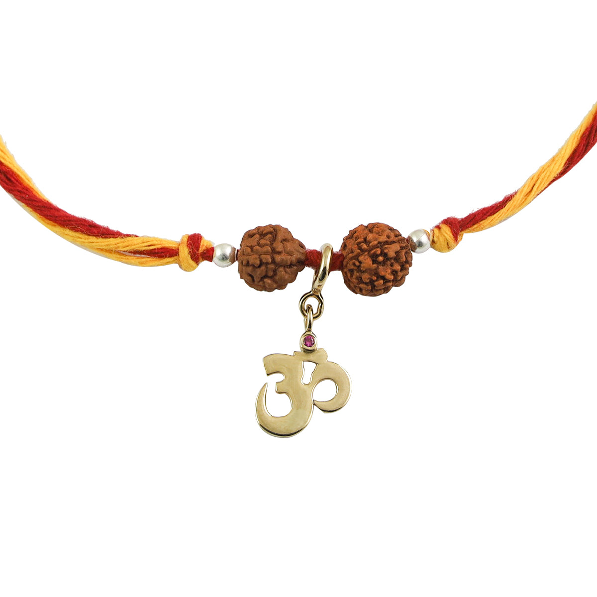 Om Gold-Plated Silver Charm Moli Rakhi Bracelet