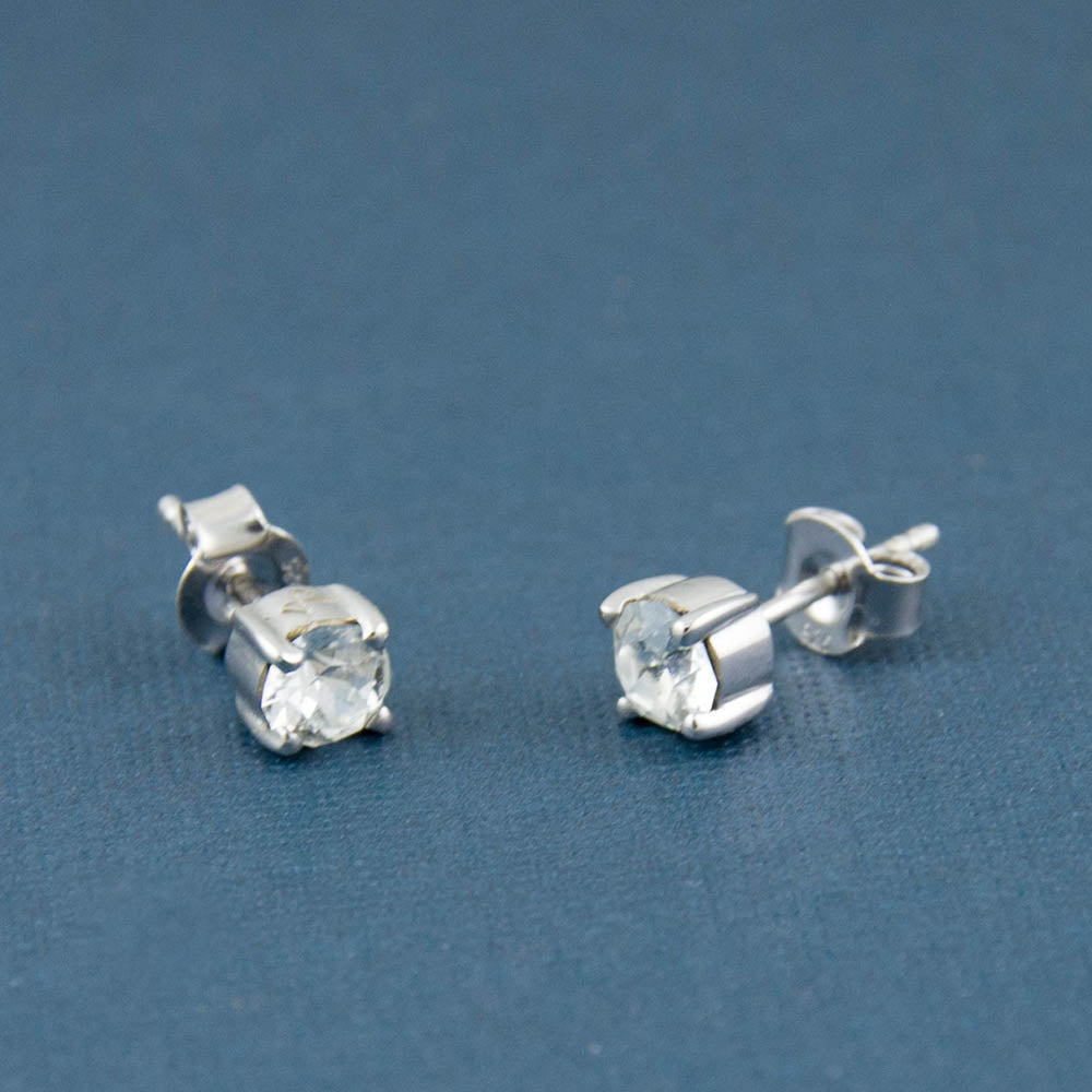 Swarovski Faceted Silver Stud Earrings