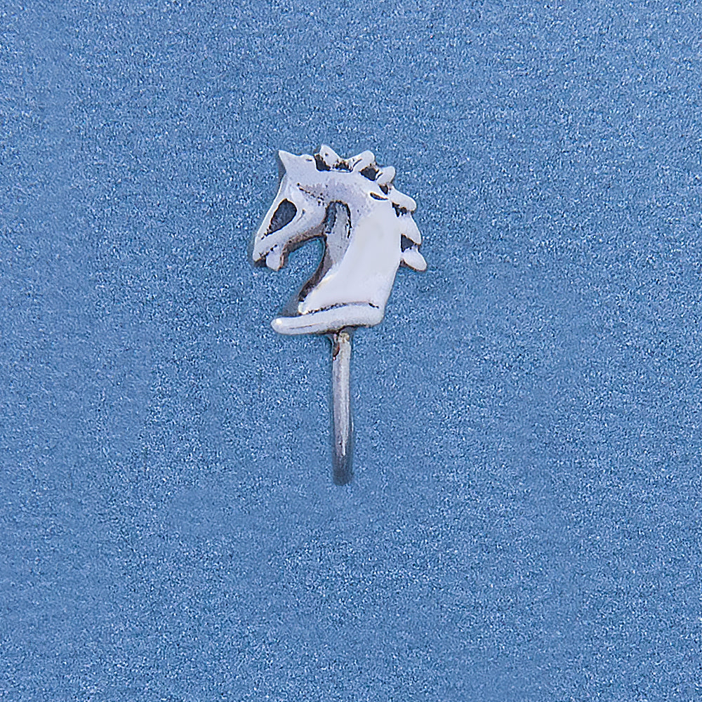 Stallion Clip-on Silver Nose Pin