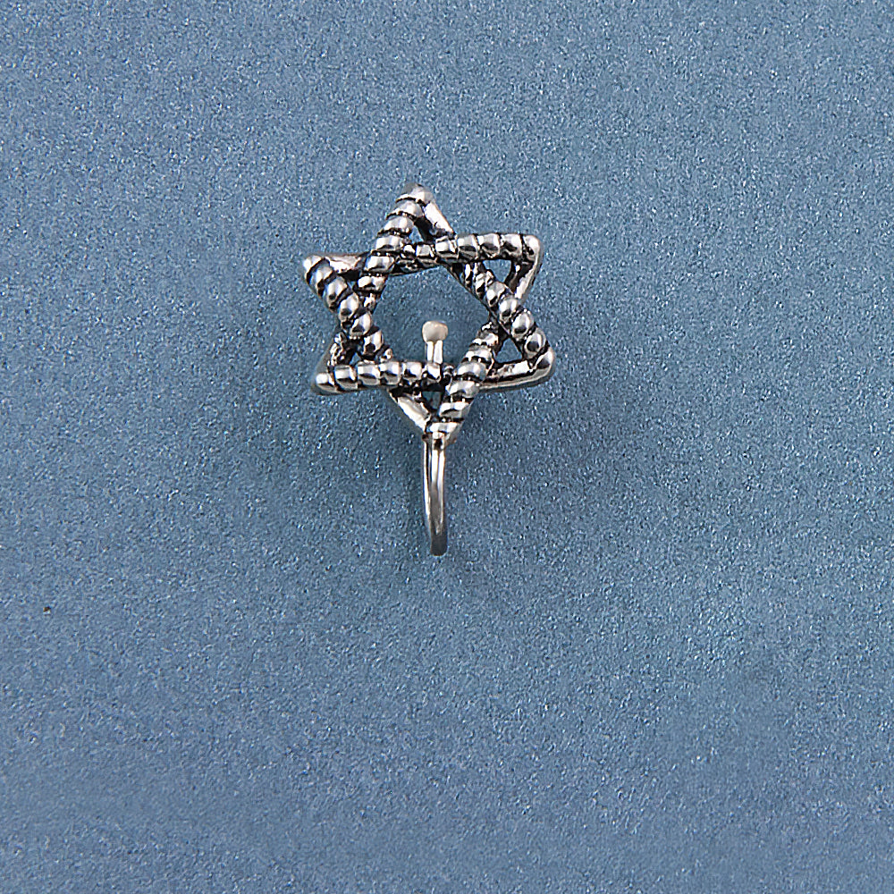 Star of David Clip-on Silver Nose Pin