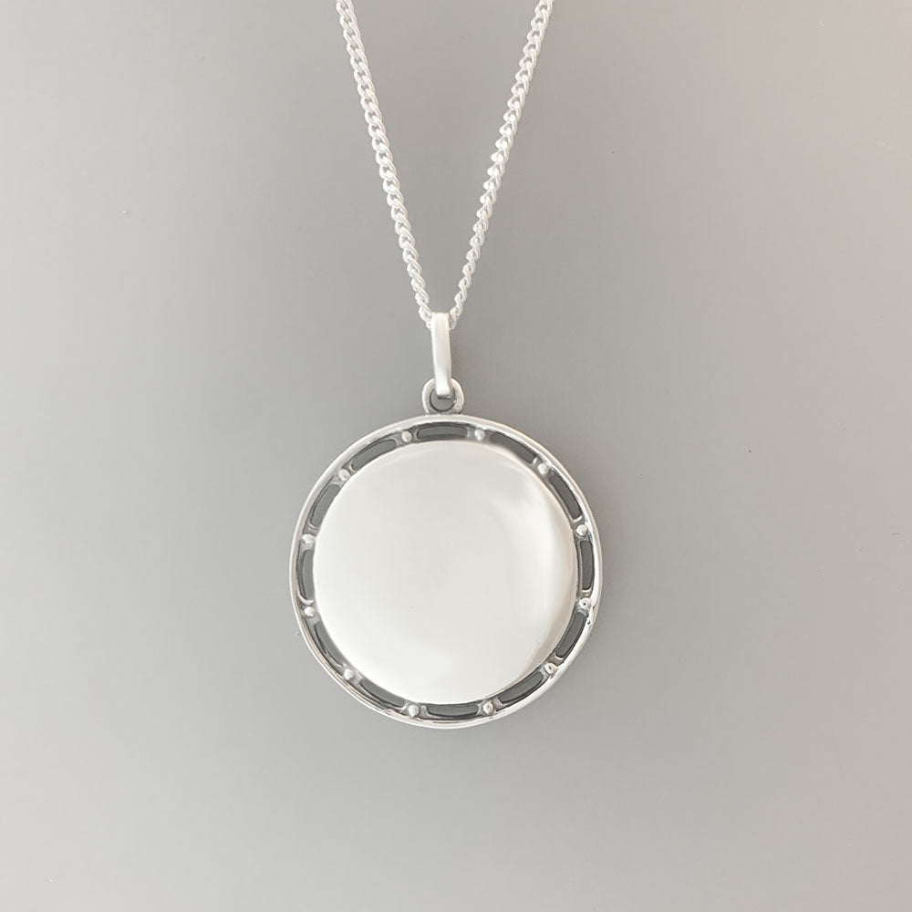 Sun Talisman Personalisable Silver Pendant with Silver Eternity Chain MEDIUM