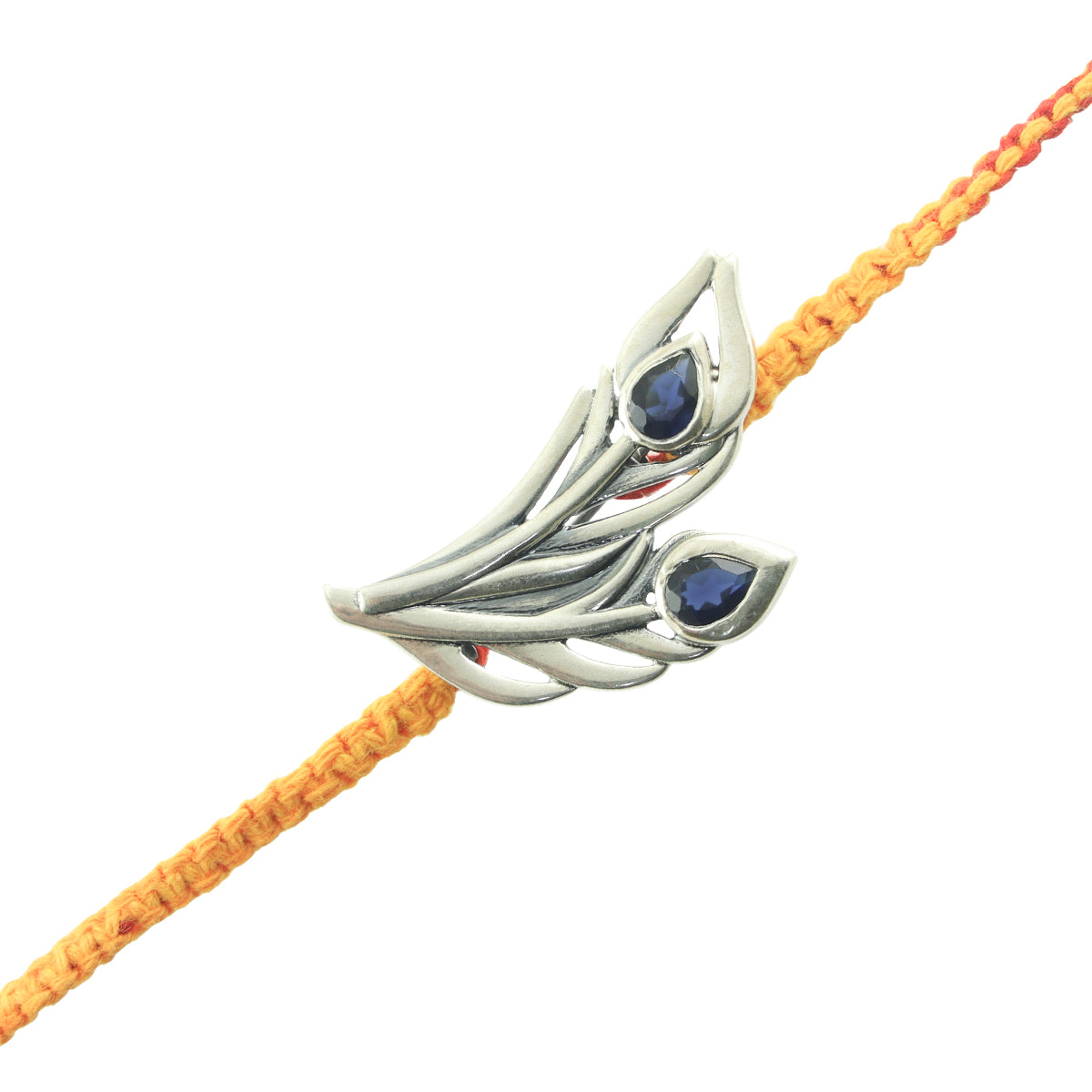 Mayura Peacock Feather Silver Brooch Wrap Moli Rakhi Bracelet